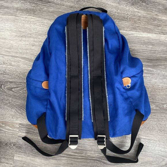 Vintage The North Face Blue Brown Backpack Suede Bottom Panel Retro Design - Picture 2 of 15